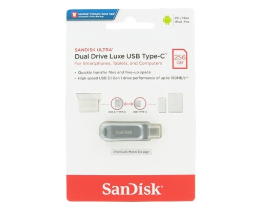 USB флеш накопичувач SanDisk 256GB Ultra Dual Drive Luxe USB 3.1 + Type-C (SDDDC4-256G-G46) 