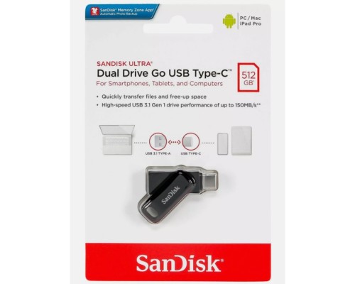 USB флеш накопичувач SanDisk 512GB Ultra Dual Go Black USB/Type-C (SDDDC3-512G-G46) 