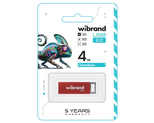 USB флеш накопичувач Wibrand 4GB Chameleon Red USB 2.0 (WI2.0/CH4U6R) 