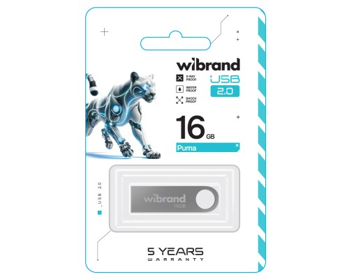 USB флеш накопичувач Wibrand 16GB Puma Silver USB 2.0 (WI2.0/PU16U1S) 
