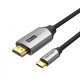 Кабель мультимедійний USB-C 3.1 to HDMI 1.5m 4K 60 Гц Thunderbolt 3 HDCP2.2 PVC Black Vention (CRBBG)