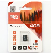 Карта пам'яті microSDHC Mibrand 4Gb class 6 (MICDC6/4GB)