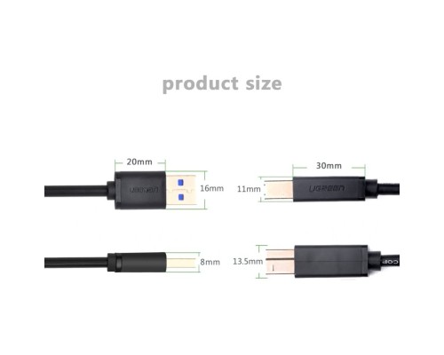 Кабель UGREEN US210 USB 3.0 AM to BM Print Cable 2m (Black)(UGR-10372) (UGR-10372) Кабель UGREEN US210 USB 3.0 AM to BM Print Cable 2m (Black)(UGR-10372) (UGR-10372)
