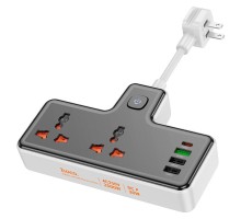 Мережевий подовжувач HOCO AC12 Reise 2-position expansion socket(PD30W/1C3A) Black (6942007607070)
