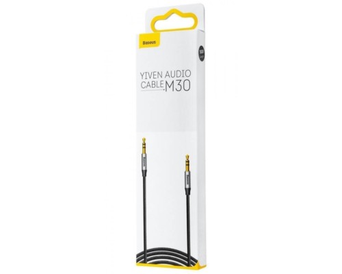 Кабель мультимедійний Jack 3.5mm Yiven M30 M/M 1.5m silver-black Baseus (CAM30-CS1)