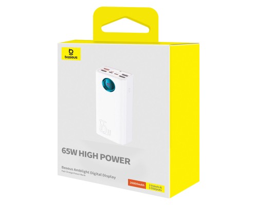 Зовнішній акумулятор Baseus Amblight Digital Display Fast Charge Power Bank 26800mAh 65W Stellar White (P10022402223-00) Зовнішній акумулятор Baseus Amblight Digital Display Fast Charge Power Bank 26800mAh 65W Stellar White (P10022402223-00)