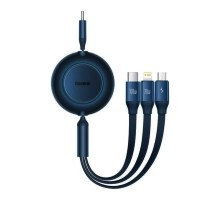 Кабель Baseus Bright Mirror 2 Series Retractable 3-in-1 Fast Charging  Data Cable Type-C to M+L+C 100W 1.1m Blue (CAMJ010203)