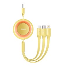 Кабель Baseus Bright Mirror 2 Series Retractable 3-in-1 Fast Charging  Data Cable USB to M+L+C 3.5A 1.1m yellow (CAMJ010011)