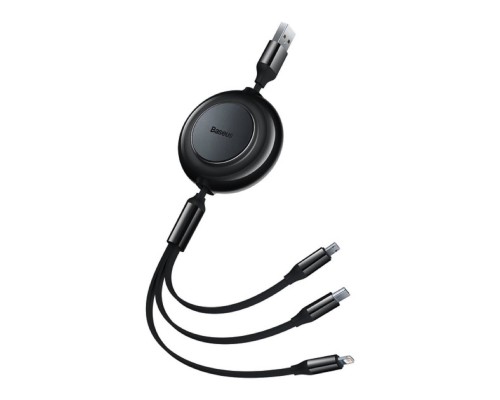 Кабель Baseus Bright Mirror 2 Series Retractable 3-in-1 Fast Charging Data Cable USB to M+L+C 3.5A 1.1m Black (CAMJ010001) Кабель Baseus Bright Mirror 2 Series Retractable 3-in-1 Fast Charging Data Cable USB to M+L+C 3.5A 1.1m Black (CAMJ010001)