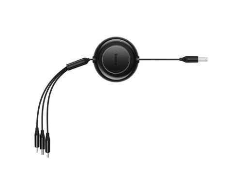 Кабель Baseus Bright Mirror 2 Series Retractable 3-in-1 Fast Charging Data Cable USB to M+L+C 3.5A 1.1m Black (CAMJ010001) Кабель Baseus Bright Mirror 2 Series Retractable 3-in-1 Fast Charging Data Cable USB to M+L+C 3.5A 1.1m Black (CAMJ010001)