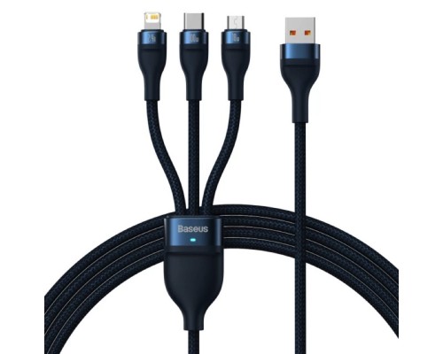 Кабель Baseus Flash Series Ⅱ One-for-three Fast Charging Data Cable USB to M+L+C 100W 1.2m Blue (CASS030003) Кабель Baseus Flash Series Ⅱ One-for-three Fast Charging Data Cable USB to M+L+C 100W 1.2m Blue (CASS030003)