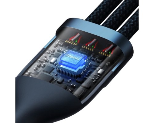 Кабель Baseus Flash Series Ⅱ One-for-three Fast Charging Data Cable USB to M+L+C 100W 1.2m Blue (CASS030003) Кабель Baseus Flash Series Ⅱ One-for-three Fast Charging Data Cable USB to M+L+C 100W 1.2m Blue (CASS030003)