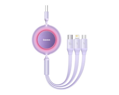 Кабель Baseus Bright Mirror 2 Series Retractable 3-in-1 Fast Charging Data Cable USB to M+L+C 66W 1.1m Purple (CAMJ010105) Кабель Baseus Bright Mirror 2 Series Retractable 3-in-1 Fast Charging Data Cable USB to M+L+C 66W 1.1m Purple (CAMJ010105)