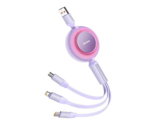 Кабель Baseus Bright Mirror 2 Series Retractable 3-in-1 Fast Charging Data Cable USB to M+L+C 66W 1.1m Purple (CAMJ010105) Кабель Baseus Bright Mirror 2 Series Retractable 3-in-1 Fast Charging Data Cable USB to M+L+C 66W 1.1m Purple (CAMJ010105)