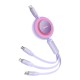 Кабель Baseus Bright Mirror 2 Series Retractable 3-in-1 Fast Charging  Data Cable Type-C to M+L+C 100W 1.1m Purple (CAMJ010205)