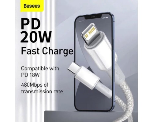 Кабель Baseus High Density Braided Fast Charging Data Cable Type-C to iP PD 20W 2m White (CATLGD-A02) Кабель Baseus High Density Braided Fast Charging Data Cable Type-C to iP PD 20W 2m White (CATLGD-A02)