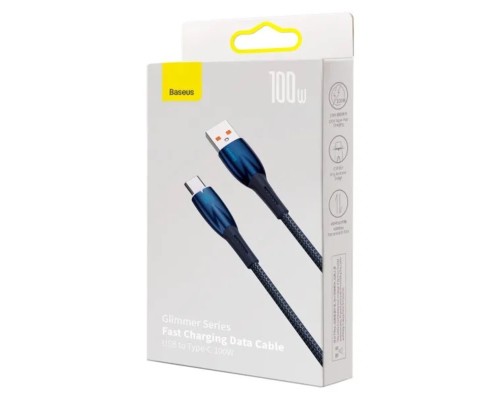 Кабель Baseus Glimmer Series Fast Charging Data Cable USB to Type-C 100W 2m Blue (CADH000503) Кабель Baseus Glimmer Series Fast Charging Data Cable USB to Type-C 100W 2m Blue (CADH000503)