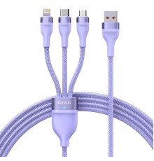 Кабель Baseus Flash Series Ⅱ One-for-three Fast Charging Data Cable USB to M+L+C 100W 1.2m Purple (CASS030005)
