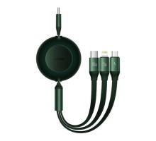 Кабель Baseus Bright Mirror 2 Series Retractable 3-in-1 Fast Charging  Data Cable Type-C to M+L+C 100W 1.1m Green (CAMJ010206)