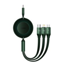 Кабель Baseus Bright Mirror 2 Series Retractable 3-in-1 Fast Charging  Data Cable Type-C to M+L+C 100W 1.1m Green (CAMJ010206)