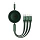 Кабель Baseus Bright Mirror 2 Series Retractable 3-in-1 Fast Charging  Data Cable Type-C to M+L+C 100W 1.1m Green (CAMJ010206)