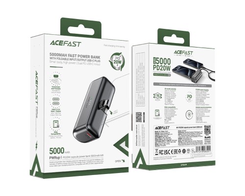 Зовнішній акумулятор ACEFAST M9-5000 PD20W capsule power bank Black (6974316283201) Зовнішній акумулятор ACEFAST M9-5000 PD20W capsule power bank Black (6974316283201)