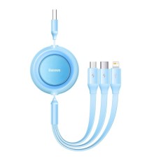 Кабель Baseus Bright Mirror 2 Series Retractable 3-in-1 Fast Charging  Data Cable USB to M+L+C 3.5A 1.1m Sky Blue (CAMJ010017)