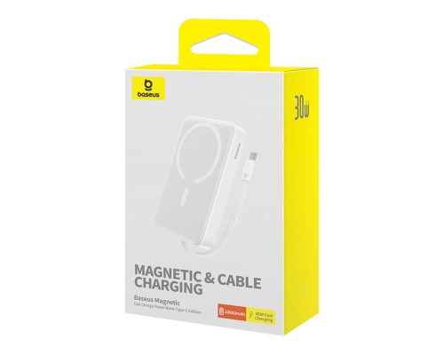 Зовнішній акумулятор Baseus Magnetic Mini Wireless Fast Charge Power Bank Type-C Edition 10000mAh 30W Stellar White (P1002210B223-00) Зовнішній акумулятор Baseus Magnetic Mini Wireless Fast Charge Power Bank Type-C Edition 10000mAh 30W Stellar White (P1002210B223-00)