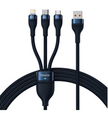 Кабель Baseus Flash Series Ⅱ One-for-three Fast Charging Data Cable USB to M+L+C 66W 1.2m Blue (CASS040003)