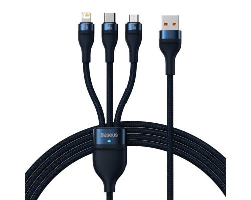 Кабель Baseus Flash Series Ⅱ One-for-three Fast Charging Data Cable USB to M+L+C 66W 1.2m Blue (CASS040003) Кабель Baseus Flash Series Ⅱ One-for-three Fast Charging Data Cable USB to M+L+C 66W 1.2m Blue (CASS040003)