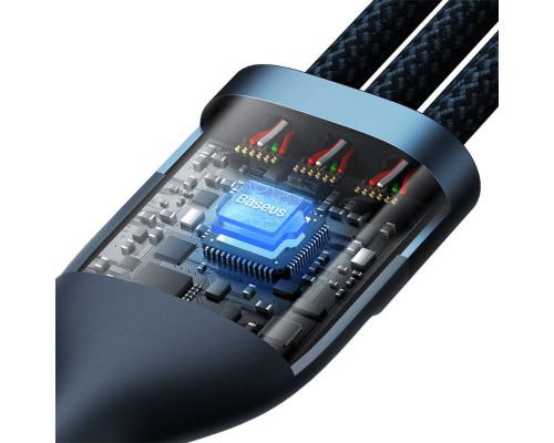 Кабель Baseus Flash Series Ⅱ One-for-three Fast Charging Data Cable USB to M+L+C 66W 1.2m Blue (CASS040003) Кабель Baseus Flash Series Ⅱ One-for-three Fast Charging Data Cable USB to M+L+C 66W 1.2m Blue (CASS040003)