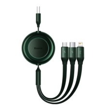 Кабель Baseus Bright Mirror 2 Series Retractable 3-in-1 Fast Charging  Data Cable USB to M+L+C 3.5A 1.1m Green (CAMJ010006)