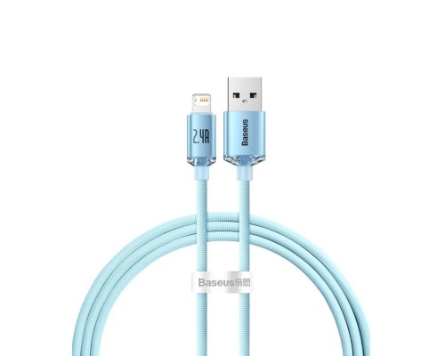Кабель Baseus Crystal Shine Series Fast Charging Data Cable USB to iP 2.4A 1.2m Sky Blue (CAJY001103) Кабель Baseus Crystal Shine Series Fast Charging Data Cable USB to iP 2.4A 1.2m Sky Blue (CAJY001103)