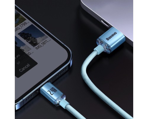 Кабель Baseus Crystal Shine Series Fast Charging Data Cable USB to iP 2.4A 1.2m Sky Blue (CAJY001103) Кабель Baseus Crystal Shine Series Fast Charging Data Cable USB to iP 2.4A 1.2m Sky Blue (CAJY001103)