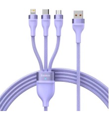 Кабель Baseus Flash Series Ⅱ One-for-three Fast Charging Data Cable USB to M+L+C 66W 1.2m Purple (CASS040005)
