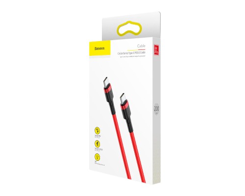 Дата кабель USB-C to USB-C 2.0m USB 3.1 3A red-black Baseus (CATKLF-H09)