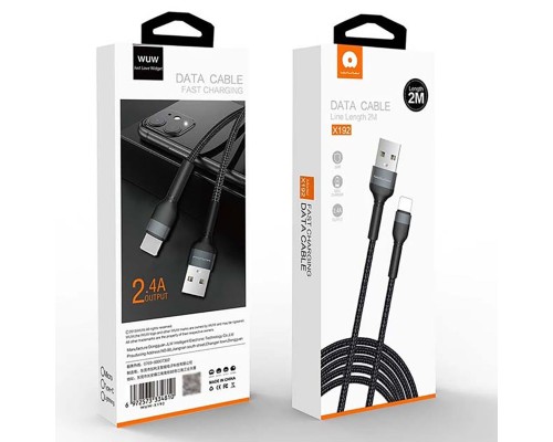 Кабель WUW-X192 USB Type-C 2.4A 2m black (WUW-X192TC) Кабель WUW-X192 USB Type-C 2.4A 2m black (WUW-X192TC)