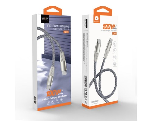 Кабель WUW-X201 Type-C to Type-C 100W 1m grey (WUW-X201TCTC) Кабель WUW-X201 Type-C to Type-C 100W 1m grey (WUW-X201TCTC)