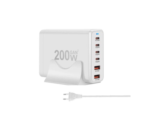 Мережевий зарядний пристрій WUW-C214 Gan 200W white (WUW-C214) Мережевий зарядний пристрій WUW-C214 Gan 200W white (WUW-C214)