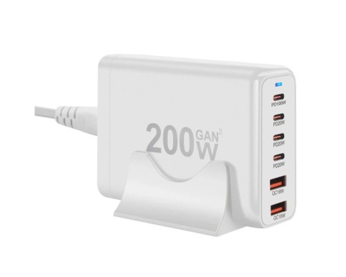 Мережевий зарядний пристрій WUW-C214 Gan 200W white (WUW-C214) Мережевий зарядний пристрій WUW-C214 Gan 200W white (WUW-C214)