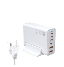 Мережевий зарядний пристрій WUW-C214 Gan 200W  white (WUW-C214)