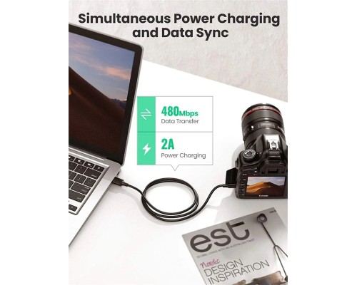 Кабель UGREEN USB 2.0 A Male to Mini 5 Pin Male Cable 0.5m (Black) (UGR-10354)