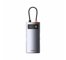 USB-HubBaseus Metal Gleam Series 4-in-1 Multifunctional Type-C HUB Docking Station Gray （Type-C to USB3.0*3+RJ45*1） (WKWG070113) 