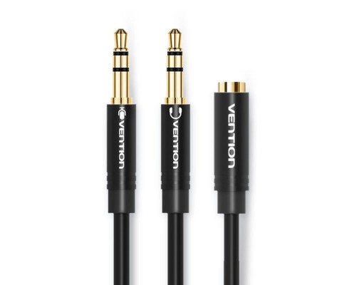 Аудіокабель Vention 2*3.5mm Male to 4 Pole 3.5mm Female Audio Cable 0.3M Black ABS Type (BBTBY) (BBTBY) Аудіокабель Vention 2*3.5mm Male to 4 Pole 3.5mm Female Audio Cable 0.3M Black ABS Type (BBTBY) (BBTBY)