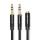 Аудіокабель Vention 2*3.5mm Male to 4 Pole 3.5mm Female Audio Cable 0.3M Black ABS Type (BBTBY) (BBTBY)