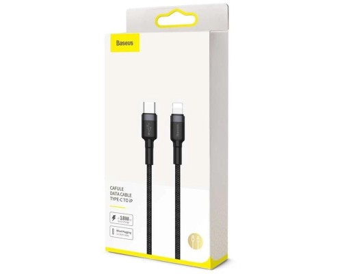 Кабель Baseus Cafule Cable Type-C to iP PD 18W 1m Gray+Black (CATLKLF-G1) Кабель Baseus Cafule Cable Type-C to iP PD 18W 1m Gray+Black (CATLKLF-G1)