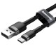 Кабель Baseus Cafule Cable USB For Type-C 3A 0.5m Gray+Black (CATKLF-AG1)