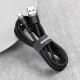 Кабель Baseus Cafule Cable USB For Type-C 3A 0.5m Gray+Black (CATKLF-AG1)