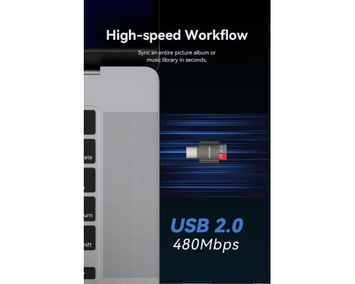 Картрідер Vention USB 2.0 Type-C MicroSD Card Reader Gray Zinc Alloy Type (CLMH0) Картрідер Vention USB 2.0 Type-C MicroSD Card Reader Gray Zinc Alloy Type (CLMH0)