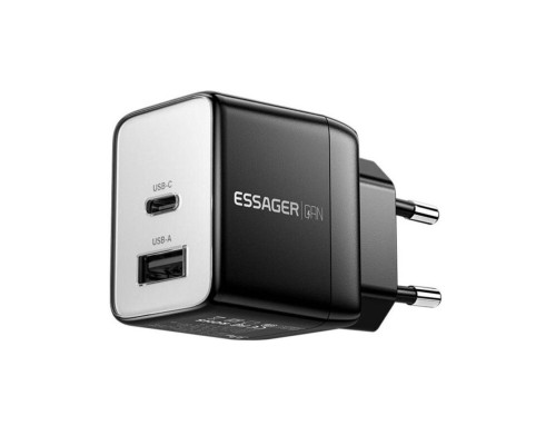 Мережевий зарядний пристрій ESSAGER ECT33W Gan 1USB 1T-C 33W black (ECT33W-LJB01-Z) Мережевий зарядний пристрій ESSAGER ECT33W Gan 1USB 1T-C 33W black (ECT33W-LJB01-Z)